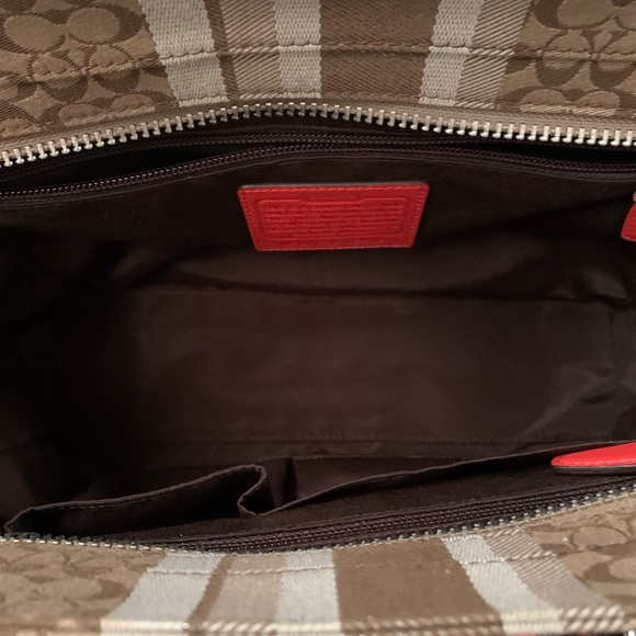 COACH SIGNATURE CANDACE STRIPE SATCHEL BAG!🧡🤎 - Picture 10 of 11